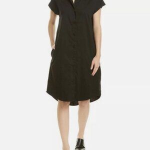 Eileen Fisher Black Organic Cotton Twill Shirtdress NWT